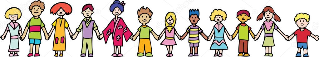 Kids Holding Hands Coloring Pages. children holding hands vector.