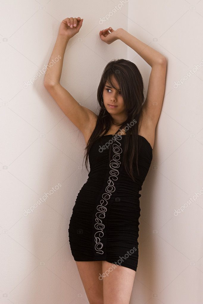 Teenager girl in little black
