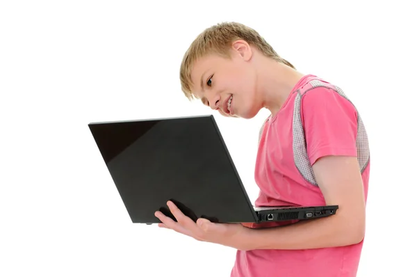 Adolescent avec ordinateur portable — Photo