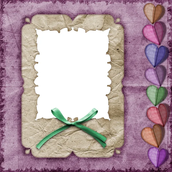 Greeting frame decorated with a bow — Stock Photo, Image