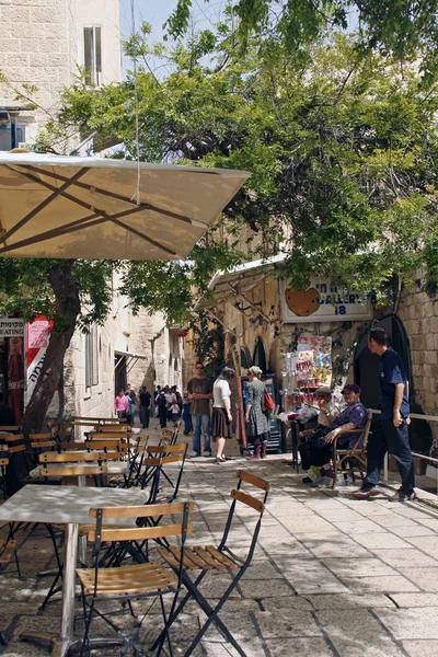 Straatbeeld in oude stad van Jeruzalem. — Stockfoto