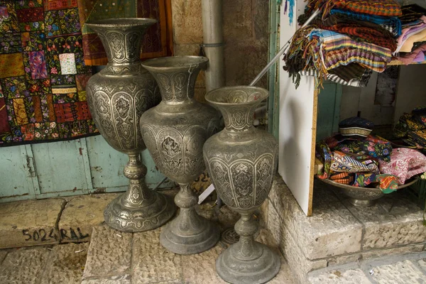 Mercado árabe no bairro cristão de Jerusalém, Israel . — Fotografia de Stock