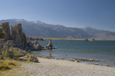 Mono Lake is an alkaline and hypersaline lake in California clipart