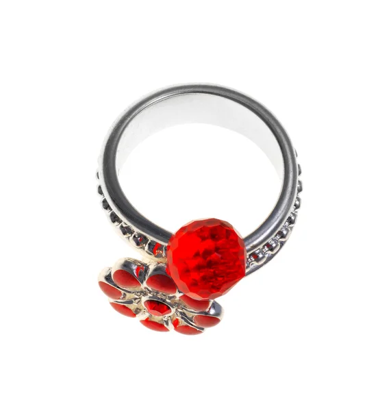 Ring with red glass — Stock Photo, Image