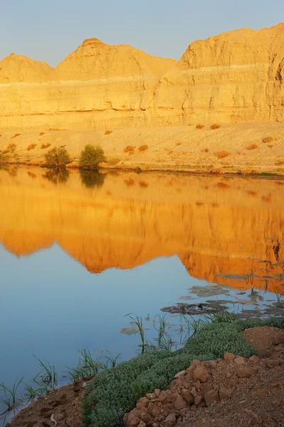 Víztározó az Arava sivatagban — Stock Fotó