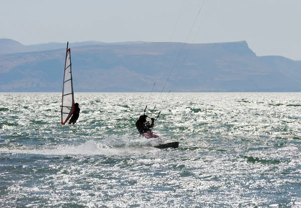 Stock image Sky-surfing and surfing on lake Kinneret