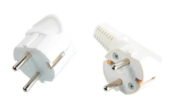 Dva bílé ac napájecí konektory — Stock fotografie