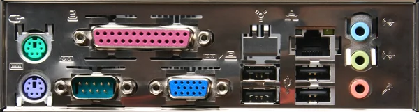 Back connection panel of computer — Stock Photo, Image