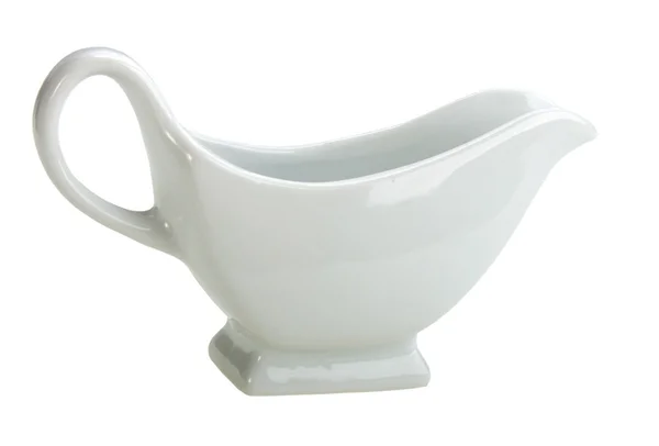 Single ceramic white sauce-boat — Stock Photo, Image