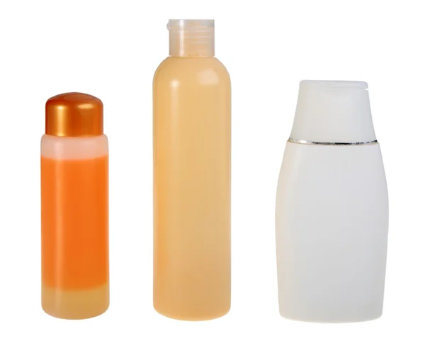 Conjunto de creme cosmético em garrafas de plástico — Fotografia de Stock