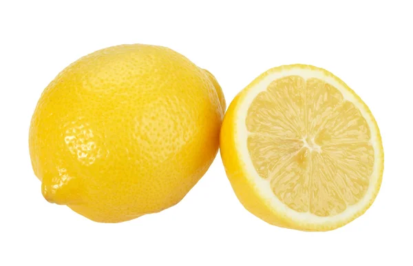 Volledige en doorsnede van gele citroen — Stockfoto