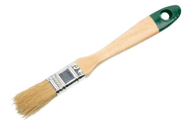 Pincel único com cabo de madeira verde — Fotografia de Stock