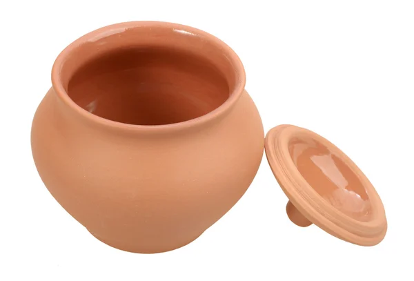 Único vaso de cerâmica vazio aberto — Fotografia de Stock