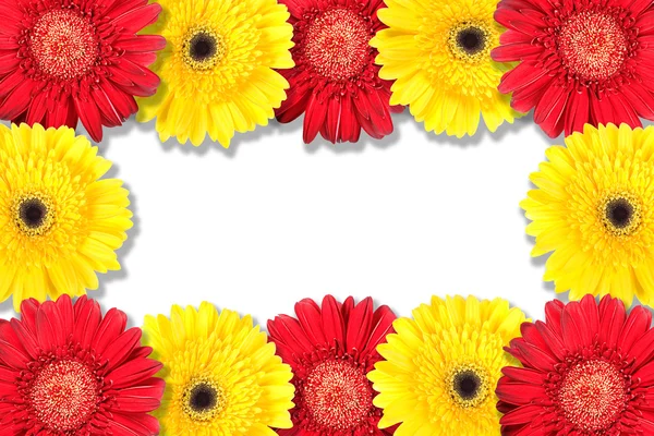 Abstract frame with yellow and red flowers — Stock Photo, Image