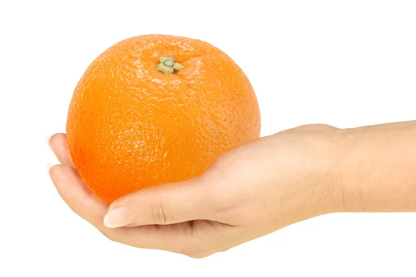 Arancione in una mano — Foto Stock