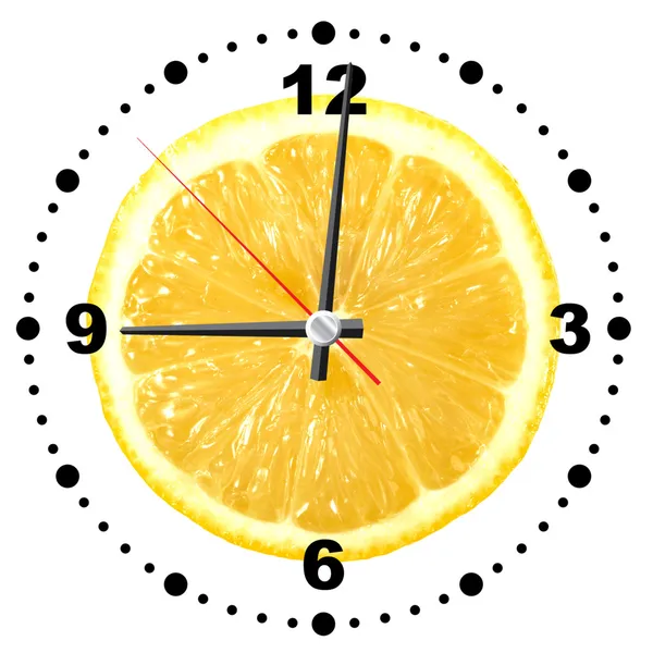 Citron som en office-klocka — Stockfoto