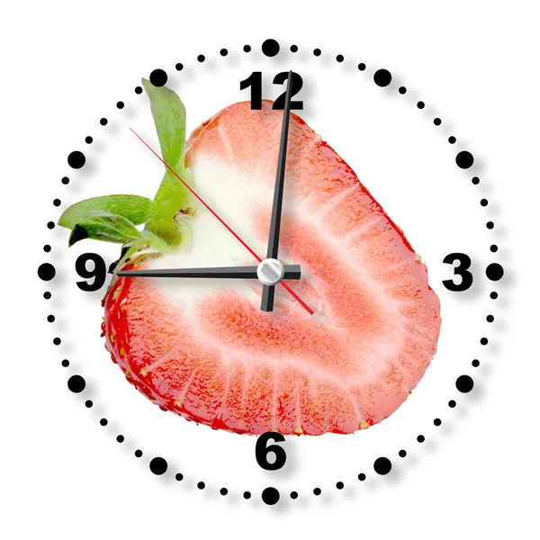 Röda jordgubbar som en office-klocka — Stockfoto