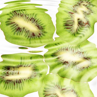 Group of cross a kiwi-fruits under water clipart