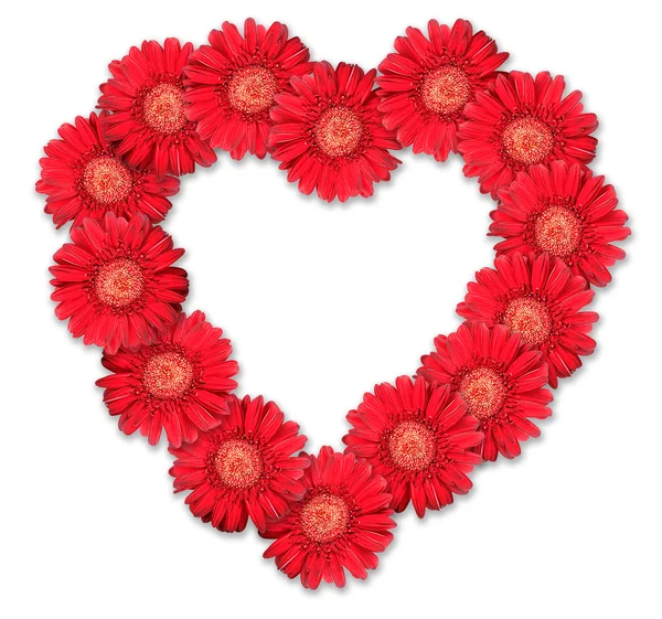 Csokor piros virág, szív alakú — Stock Fotó