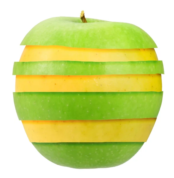 Sendvič zelené a žluté jablko — Stock fotografie