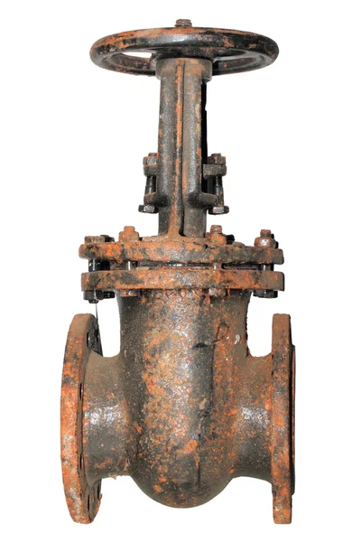 Single very rusted valve of outdoor pipeline — Stock Photo, Image
