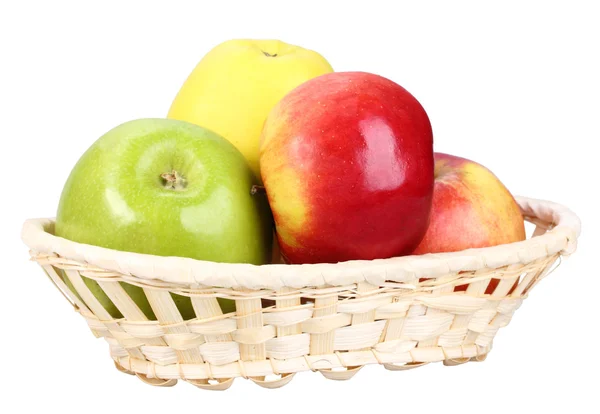 Fyra äpplen i korgen — Stockfoto