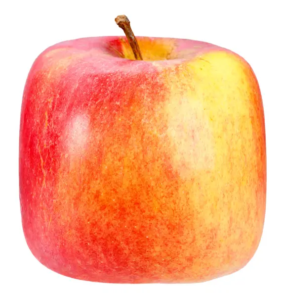 Einzelner quadratischer rot-gelber Apfel — Stockfoto