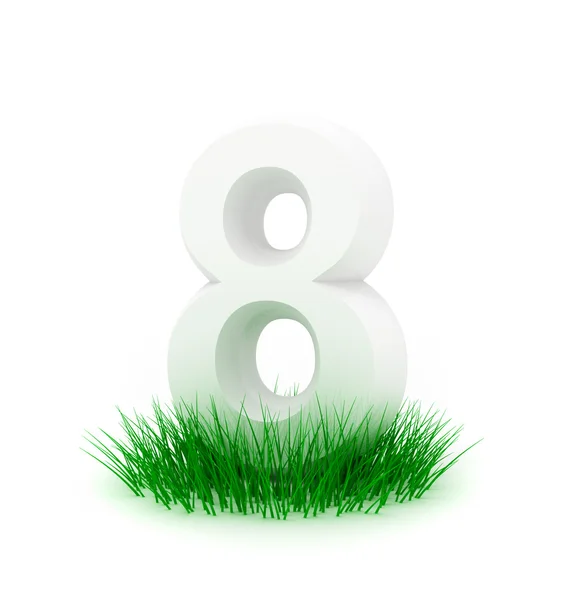 Цифра восемь на траве — стоковое фото