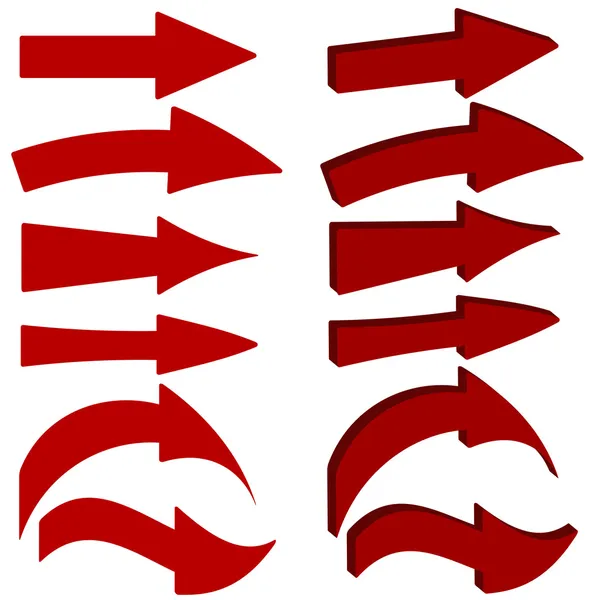 Satz roter Pfeilsymbole (Vektor) — Stockvektor