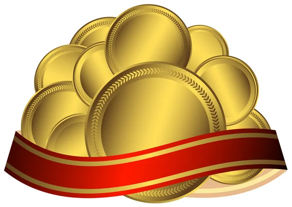 Χρυσά μετάλλια με κορδέλα — Διανυσματικό Αρχείο