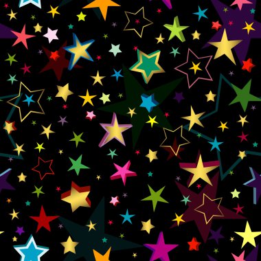 Black seamless pattern with stars clipart