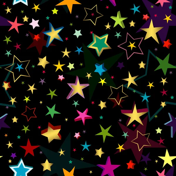 Чорний безшовний візерунок з зірками — стоковий вектор