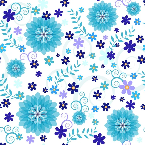 Бесшовный синий цветочный узор — стоковый вектор