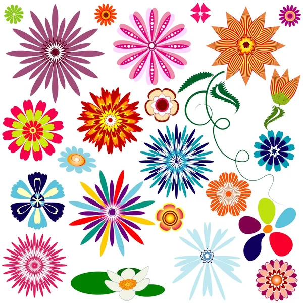 Collection abstract flowers — Stock Vector