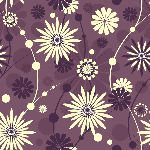 Sömlös violett blommönster — Stock vektor
