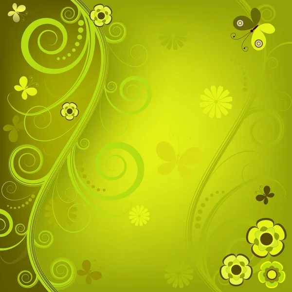 Moldura verde floral decorativa — Vetor de Stock