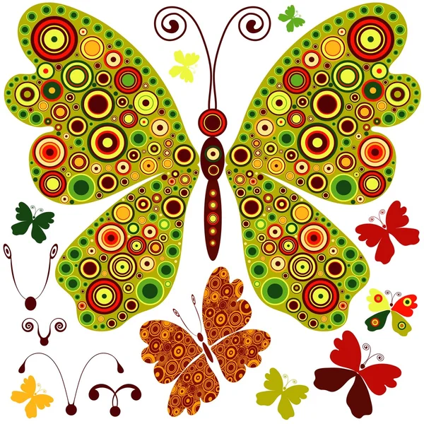 Set abstract butterflies — Stock Vector