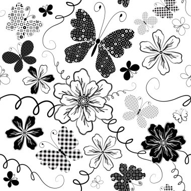 White seamless floral pattern clipart