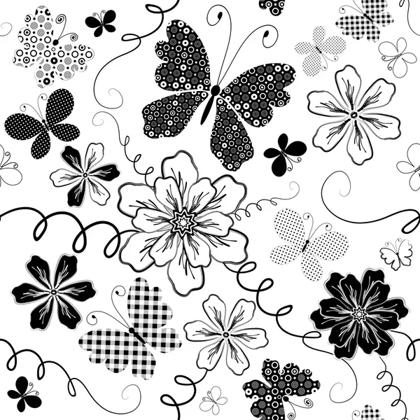 Patrón floral sin costura blanco — Archivo Imágenes Vectoriales