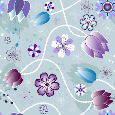 Seamless gentle floral pattern clipart