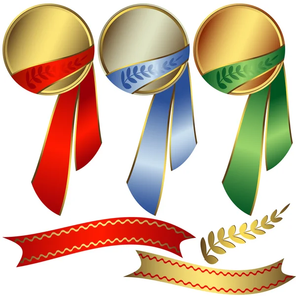 Collection awards with ribbons — Stock Vector