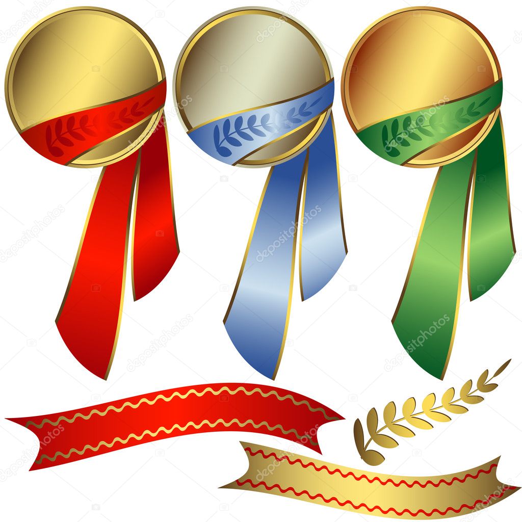 Collection awards with ribbons