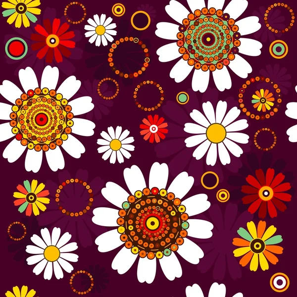 Modèle floral sans couture sombre — Image vectorielle