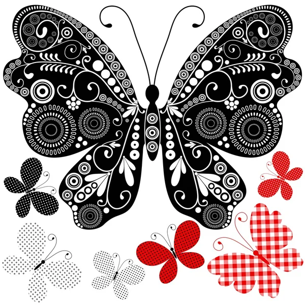 Definir borboletas vintage abstratas — Vetor de Stock