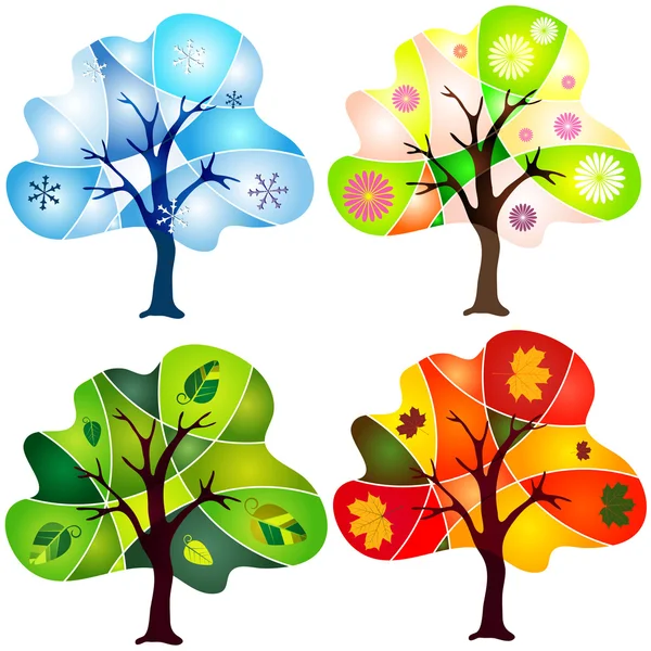 Set abstract trees — Stock Vector