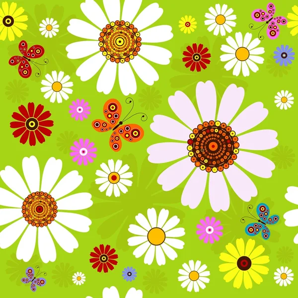 Patrón de verano floral sin costuras — Vector de stock