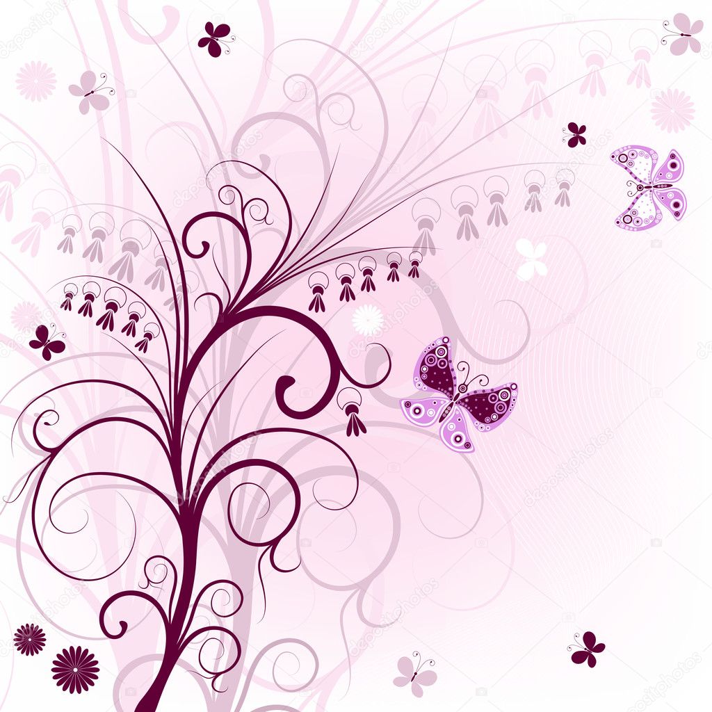 Pink floral frame (vector)