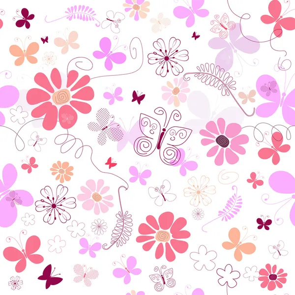 Bezešvé růžový květinový vzor — Stockový vektor
