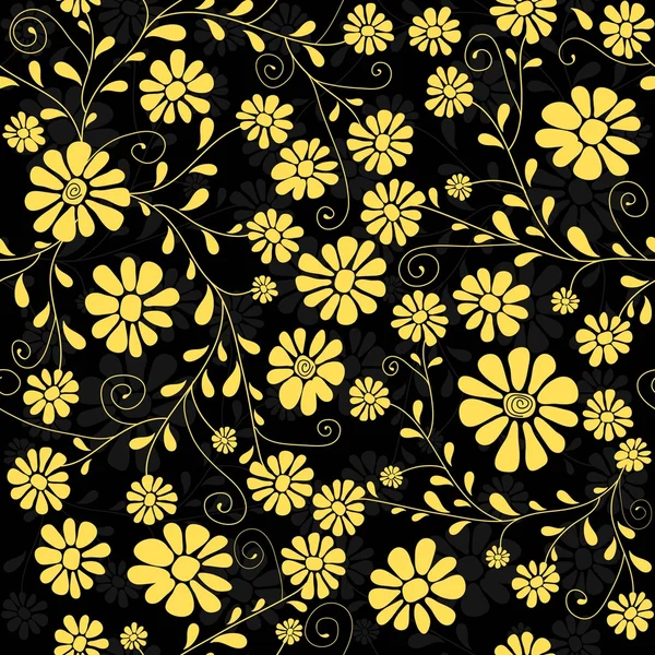 Patrón oscuro floral sin costuras — Vector de stock