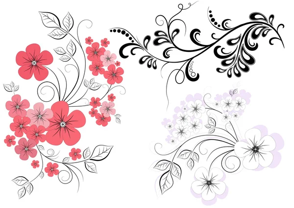 Set branches with flowers — Stock Vector